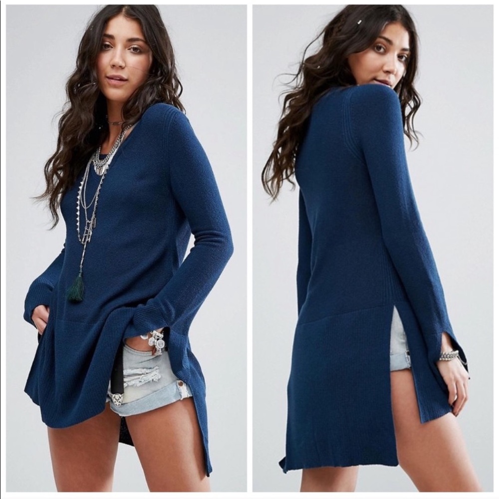 Free People Sweater Crisscross Tunic, Size L